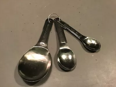 Set Of 3 Vintage Unbranded Aluminum Measuring Spoons 1 TBLS/1TS/1/2TS • $4.95