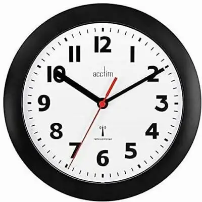 Black Radio Controlled Wall Clock Acctim 74313 Parona • £27.95