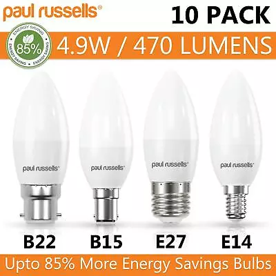 10 Pack Screw In Bayonet LED Candle Light Bulbs Energy Saver Warm Cool Day White • £9.99