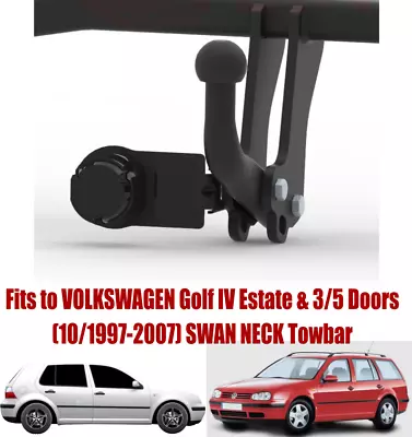 Swan Neck Tow Bar For VW Golf IV 3/5D & Estate (1997-2007) & NO ELECTRICS - V056 • $161.62