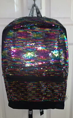 Nwt Victoria's Secret Pink Bling Campus Backpack Bookbag Rainbow Sequins • $57.80