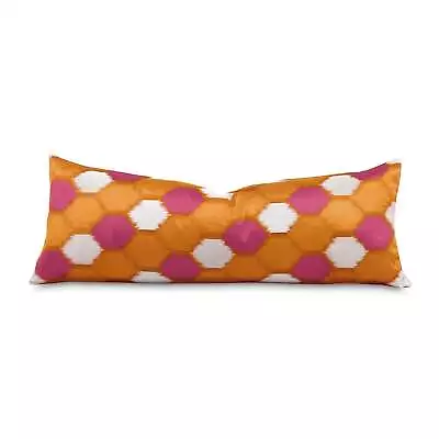 Orange Mid-Century Ikat Lumbar Pillow Cover 13x36 • $24