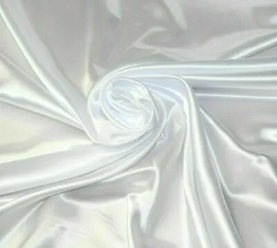 £1.50 • Buy Luxury 8% Stretch Charmeuse Silky Satin Fabric White Plain - Sold Per Metre