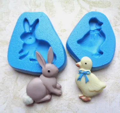 2x MINI CRAFT MOULD: Bunny Rabbit & Chick Duckling 23x27mm/17x25mm Spring Easter • £5.75