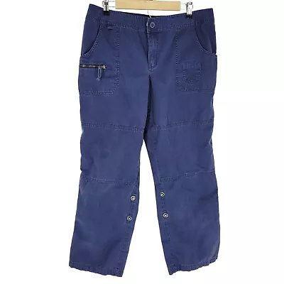 Venezia Blue Straight Leg Cargo Jeans Cotton Size 16 - Roll Tab Hem • $9.18