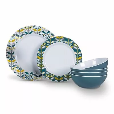 £25.65 • Buy Kampa Flora Design 12 Piece Melamine Dinner Picnicware Set