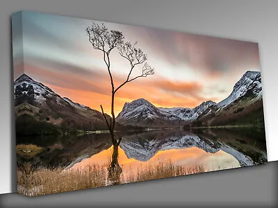 Sunrise Mountains Lake District Panoramic Canvas Wall Art Picture Print • £41.99