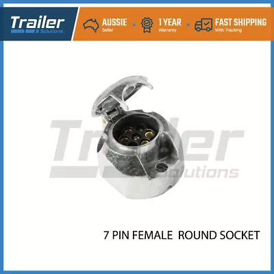 7 Pin Round Plug Female Metal Trailer Adapter Connector Boat Caravan • $12.90