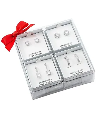 $47.23 • Buy Giani Bernini 4-Piece Silver / Clear One Size Earrings Set