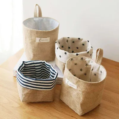 £2.99 • Buy Cotton Linen Hanging Bag Desktop Kids Toys Basket Holder Storage Organizer Bags