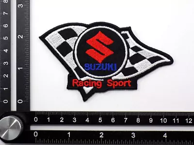 SUZUKI RACING EMBROIDERED PATCH ~4-1/8'' X 2-1/2  IRON/SEW ON SPORT MOTORCYCLES • $7.99