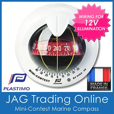 PLASTIMO MINI-CONTEST WHITE SAILBOAT COMPASS-Marine/Sailing • $208.14