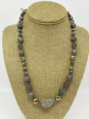 CHAN LUU NWT Gray Adjustable Beaded Mineral Geode Necklace • $103.99