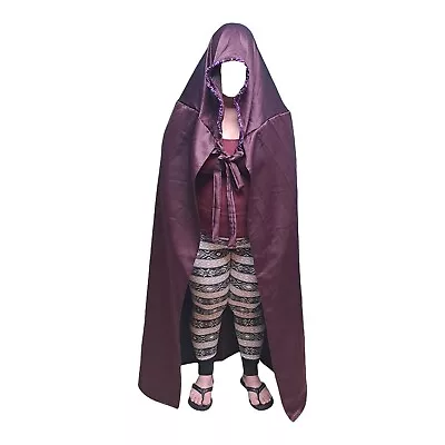 Handmade Hooded Witch Cloak Wine Colored Purple Shades Glass Beads 56 ×19  Wicca • $12.97