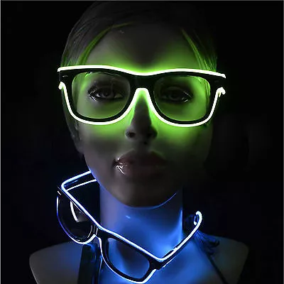 LED EL Wire Glasses Light Up Glow Sunglasses Eyewear Shades DJ Nightclub Party • $4.88