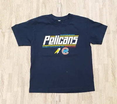 Myrtle Beach Pelicans Chicago Cubs Affiliate Navy Blue Shirt Boys Small S • $15