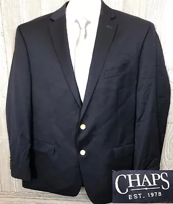 Chaps Mens Navy Blazer Wool Blend W/ Gold Buttons Sz 46R (t12) • $45