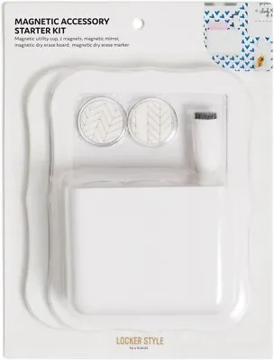 U Brands Magnetic Locker Accessory Starter Kit White Organizer Mirror 6 Pc NIB • $10.74