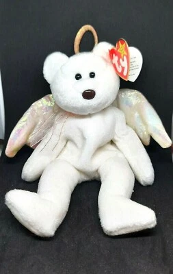 £65 • Buy 1998 Ty Beanie Baby Halo White & Gold Brown Noise Tush Tag N0 425 Retired VTG