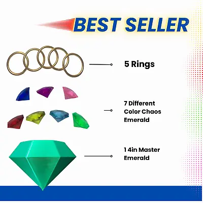 $26 • Buy Sonic The Hedgehog Toys 5 Power Rings 7 Small Chaos Diamonds 1 Big Diamond
