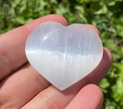 Selenite Crystal Charging Heart Palm Stone - Natural Metaphysical Healing - P7 • $8