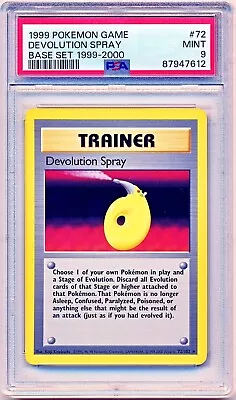 1999 Pokemon Base Set Devolution Spray 1999-2000 UK 4th Print #72 PSA 9 - POP 8 • $59.95