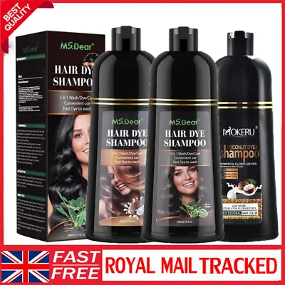 1/2X Natural Herbal Permanent Hair Dye Instant Fast Hair Dye Color Shampoo 500ml • £13.45