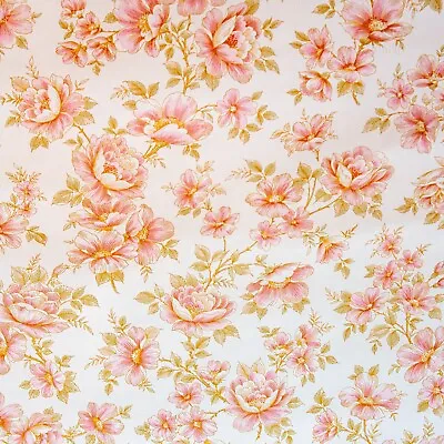 £68.82 • Buy Full Roll Of FRENCH Vintage 1950s/60s Wallpaper With Pink & Yellow Floral Design