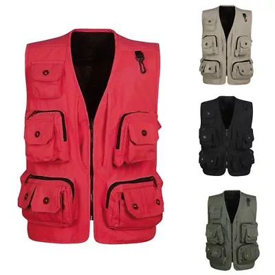 £23.94 • Buy Men Reporter Pocket Zip Military Vest Waistcoat Vogue Fishing Photographer Coat