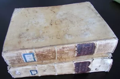 1730 BIBLIA In LATIN VELLUM BOUND 2 VOLUMES PRINTED IN VENICE ANTIQUE HOLY BIBLE • $649.99