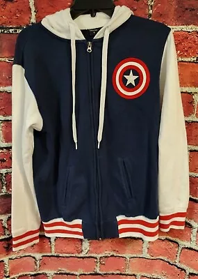 Marvel Captain America Hoodie Sweatshirt Jacket Costume Front Zip Up Size Small • £28.50