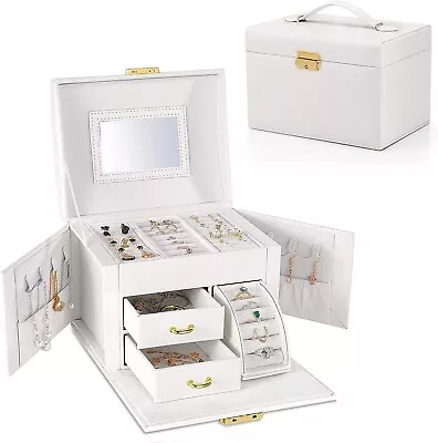 Jewelry Organizer Box Large-capacity Storage 3 Layer With Mirror And Lockable • $59.90