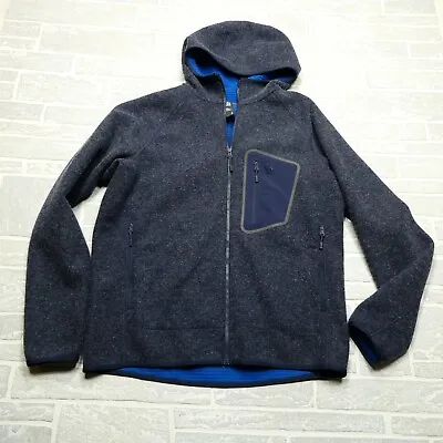 Mountain Hardwear Wool Blend Hoodie Jacket Adult Large Blue Full Zip Pockets Men • $72.44