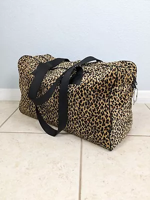 Vtg Nordic House Designs Leopard Print Duffle Holdall Bag Velour Velvet 22  USA • $89.99