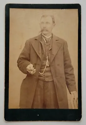 Antique Cabinet Card Portrait Male Holding Cigar • $8.98