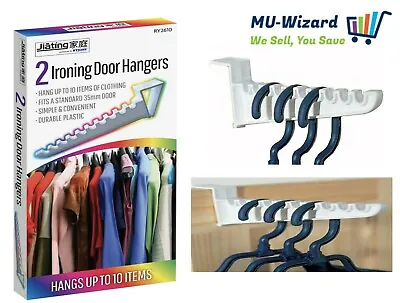 2x OVER DOOR IRONING Hook Hanger Hooks Space Saving Clothes Storage Multi • £3.99