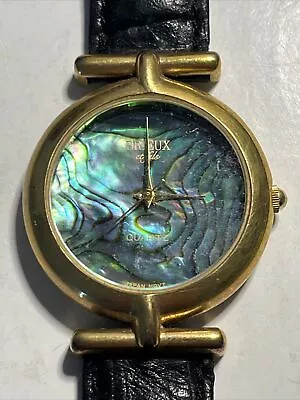 LA Express Quartz Watch Japan Movement Iridescent Shell Gold Tone • $12.99