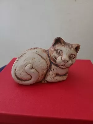 Vintage Quantock Pottery Cat Ornament Somerset Stoneware • £8.99