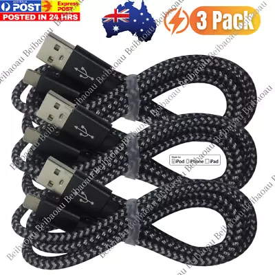 3 Pack 2M USB Fast Charging Cable Braided Charger For Apple IPhone 14 13 12 11 8 • $16.19