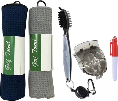 Golf Towel And Brush Microfiber Cleaning Kit 5 Packs Set Waffle Pattern Cleaner • $17.98