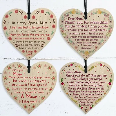 Mum Poem Gifts Handmade Wooden Hearts Mum Christmas Gifts From Daughter Son • £3.99