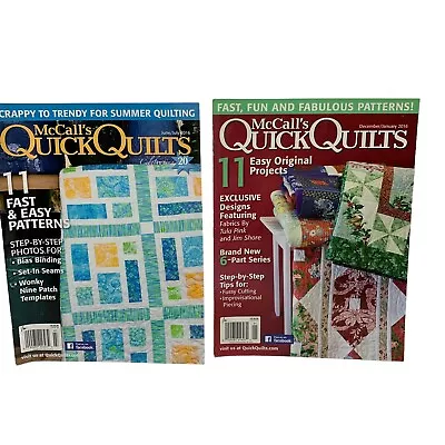 2 McCalls Quick Quilts Magazines June/July & Dec/Jan 2016 Quilt Patterns • $10.30