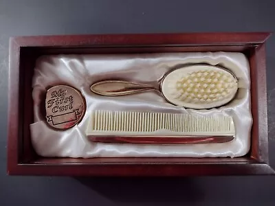 Vintage Silver Plated Baby Brush Comb And First Curl Box Set From Tiny Treasures • $30