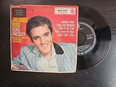 Elvis Presley - 45 VINYL &  CARDBOARD PIC SLEEVE- Jailhouse Rock Germany Press • $19.95