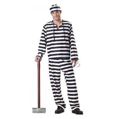 Convict Prisoner Costume Adult Mens Stage Prom Costume Costume Halloween Costume • $22