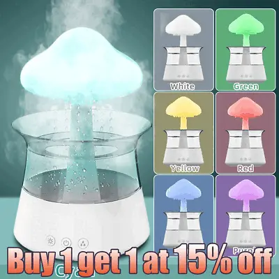 Rain Cloud Humidifier Rain Drop Sound Night Light Aromatherapy Oil Essential • £26.48