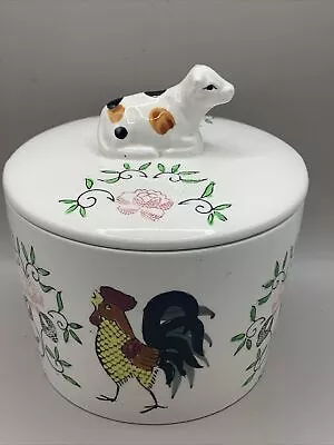 Vintage Ucagco Rooster Canister/Jar With Figural Cow Lid Made In Japan • $15