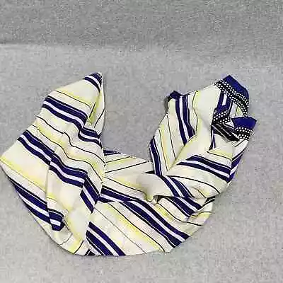 Jones New York Scarf Silk 10x58 Stripe White Blue Yellow Multi Vintage Designer • $15.97