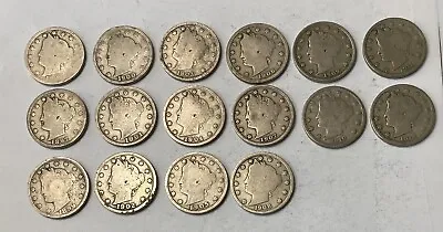 $11.95 • Buy US  Coins - Lot Of 16 Liberty V Nickels - 1892-1912 - Average Grades
