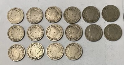 $11.95 • Buy US  Coins - Lot Of 16 Liberty V Nickels - 1892-1912 - Average Grades